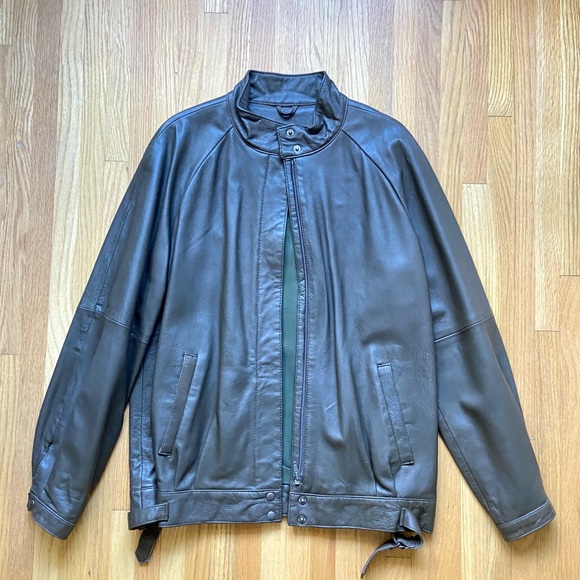 Dark Brown Leather Jacket & Pant Set by Intuitions - Picture 2 of 4